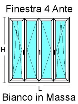 Finestra 4 Ante in PVC Bianco in Massa