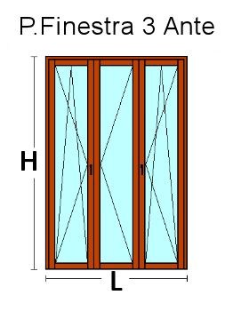 Portafinestra 3 Ante in Legno Lamellare Finger Joint e Alluminio