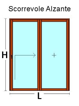 Portafinestra 2 Ante Scorrevole Alzante in Legno Lamellare Finger Joint e Alluminio